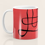 Minimalist Minimal Line Drawing Line Art Maze Red Painting Mid Century Modern Cool Retro Funky Trendy Coffee Mug Gallery Image 3