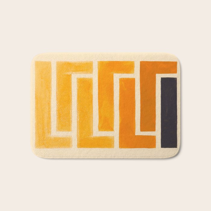 Yellow Ocher Mid Century Pattern Bath Mat Gallery Image 1