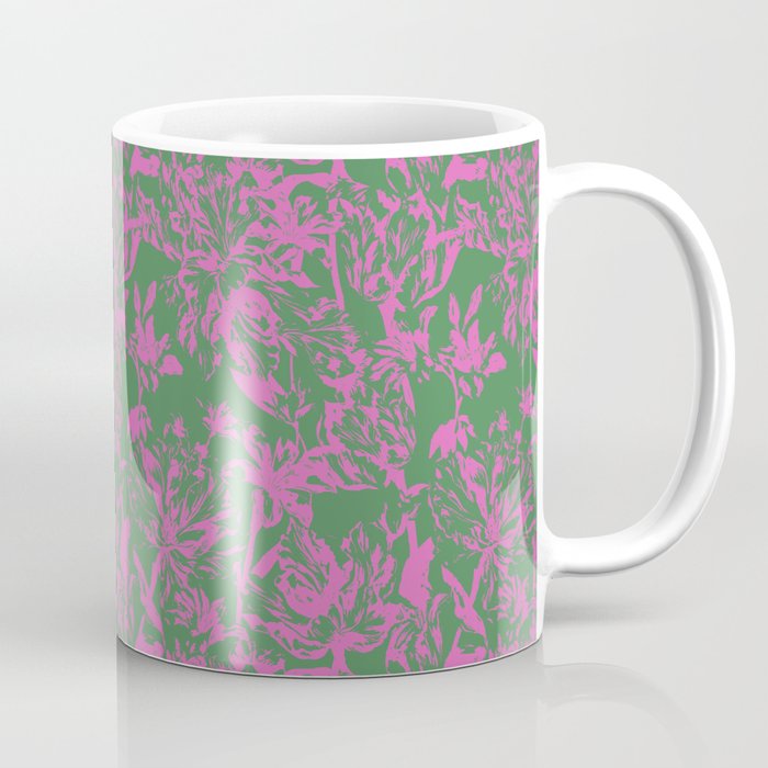 Pink petals on green Coffee Mug Gallery Image 1