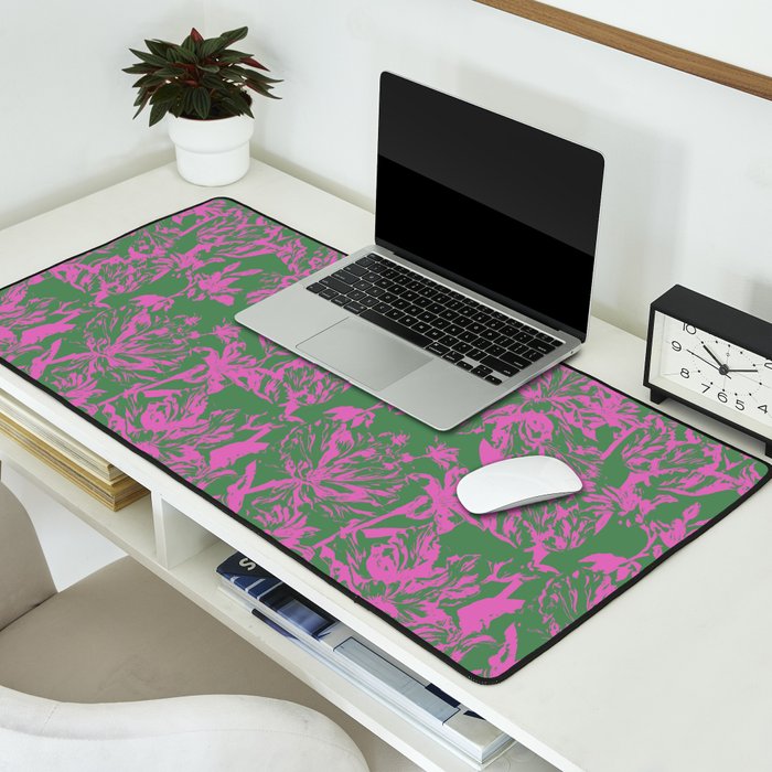 Pink petals on green Desk Mat Gallery Image 2