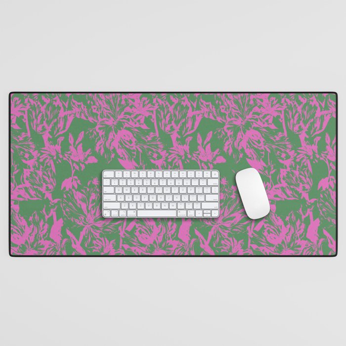 Pink petals on green Desk Mat Gallery Image 1