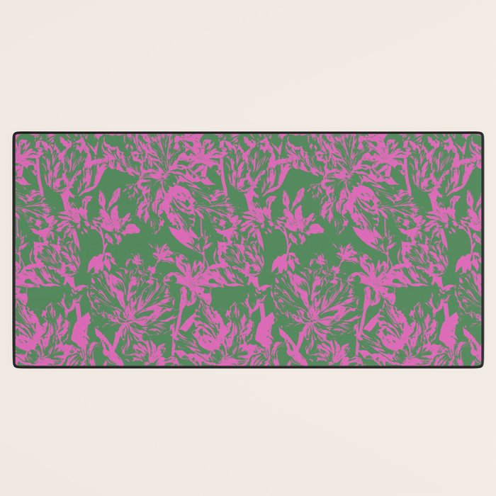 Pink petals on green Desk Mat Gallery Image 3