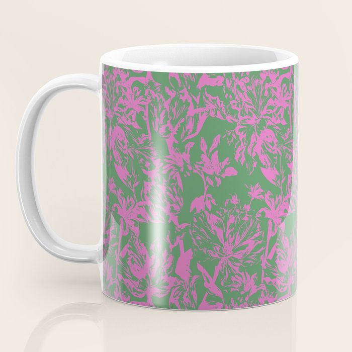 Pink petals on green Coffee Mug Gallery Image 3