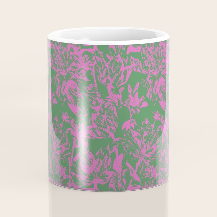 Pink petals on green Coffee Mug Gallery Image 4