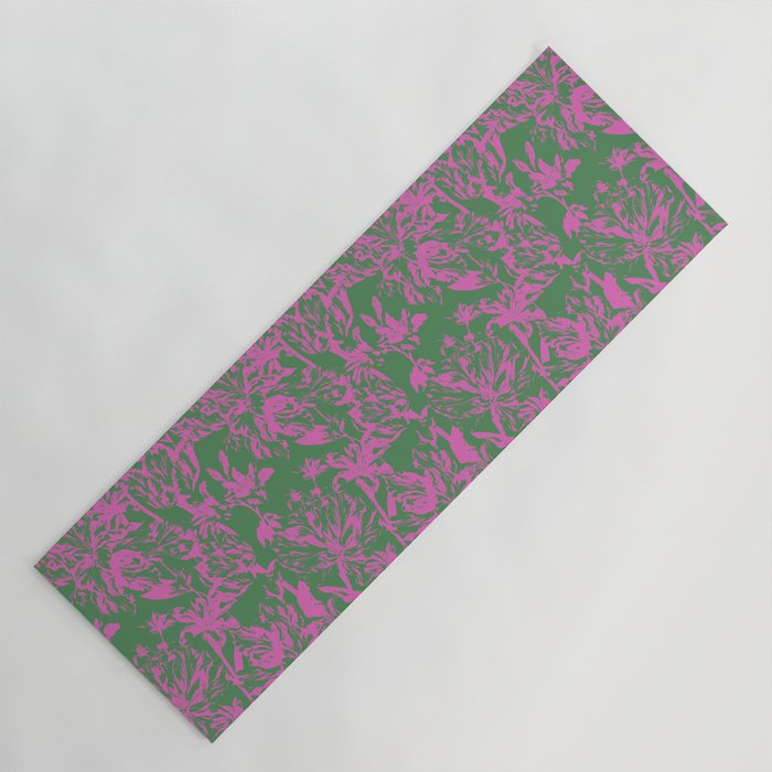 Pink petals on green Yoga Mat Gallery Image 1