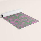 Pink petals on green Yoga Mat Gallery Image 2