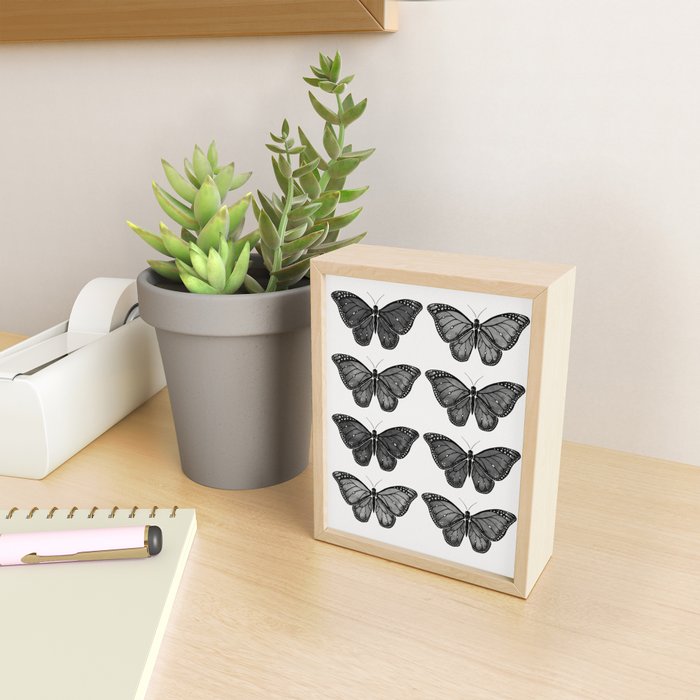 Monarch Butterfly - Black and White Mini Art Print Gallery Image 2