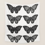 Monarch Butterfly - Black and White Wall Tapestry Gallery Image 4