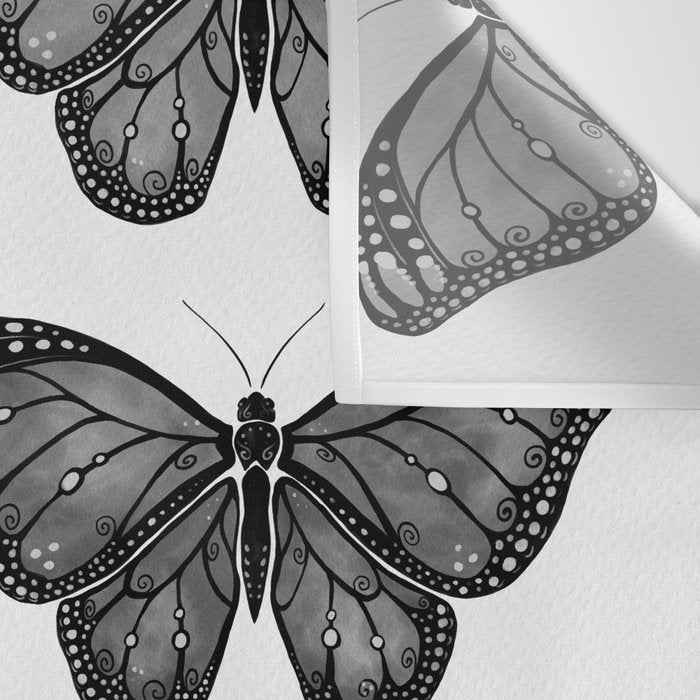 Monarch Butterfly - Black and White Wall Tapestry Gallery Image 3