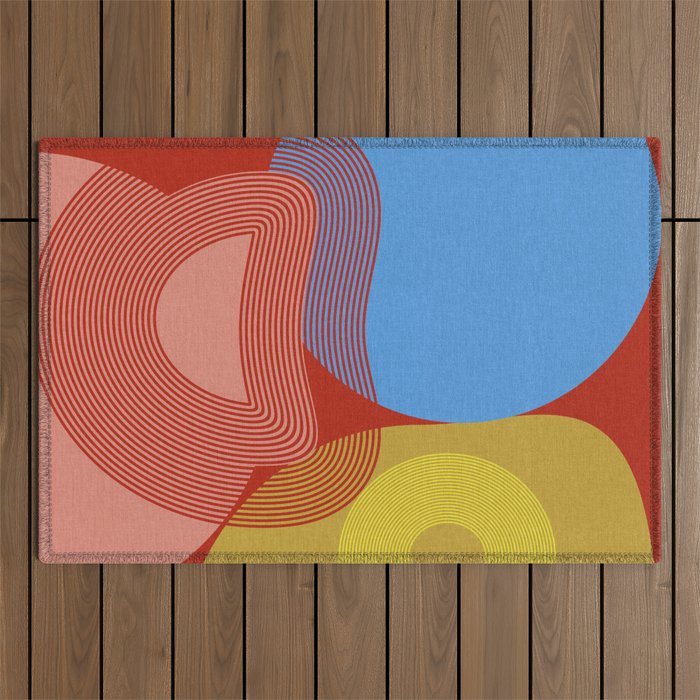 abstract retro vivid fall Outdoor Rug Gallery Image 1