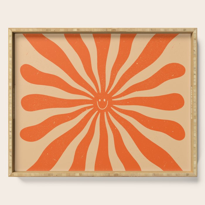 Retro Sun Vintage 70s 2 Orange Serving Tray Gallery Image 1