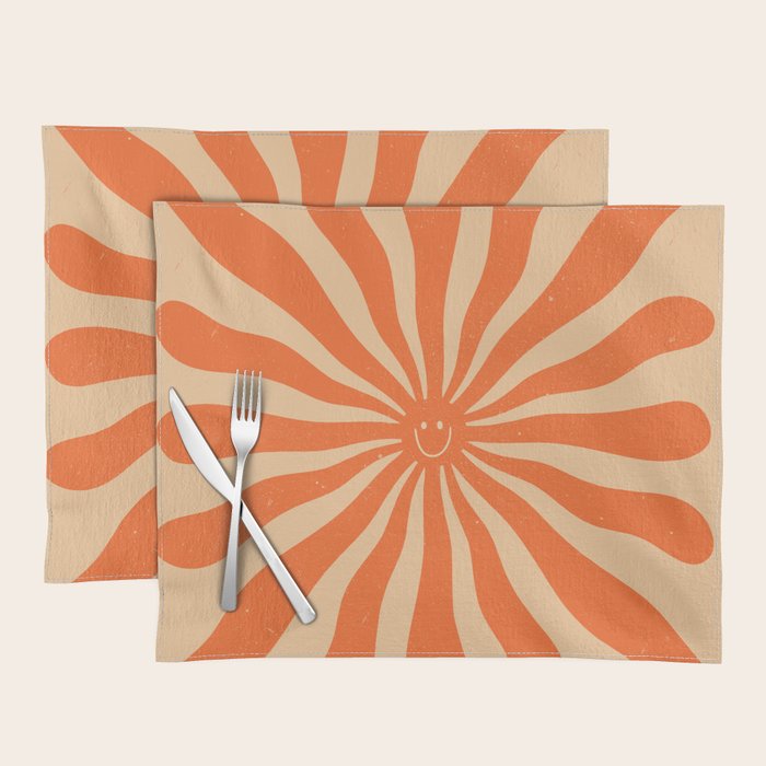 Retro Sun Vintage 70s 2 Orange Placemat Gallery Image 1