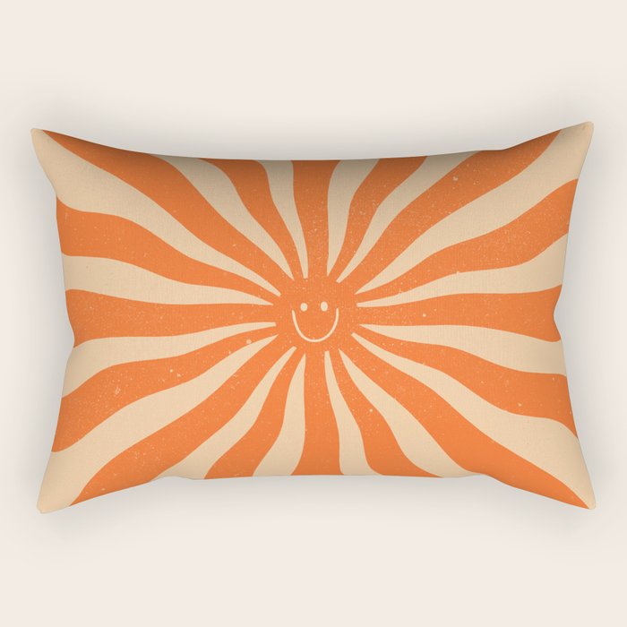 Retro Sun Vintage 70s 2 Orange Rectangular Pillow Gallery Image 1