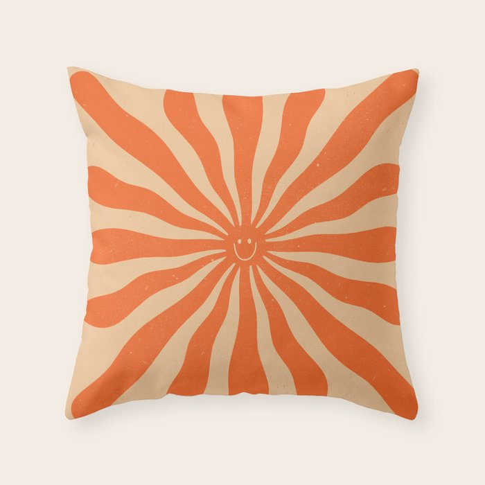 Retro Sun Vintage 70s 2 Orange Throw Pillow Gallery Image 6