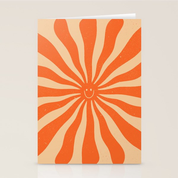 Retro Sun Vintage 70s 2 Orange Stationery Card Gallery Image 2