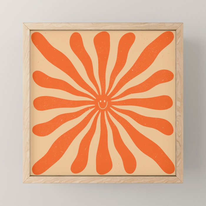 Retro Sun Vintage 70s 2 Orange Mini Art Print Gallery Image 1
