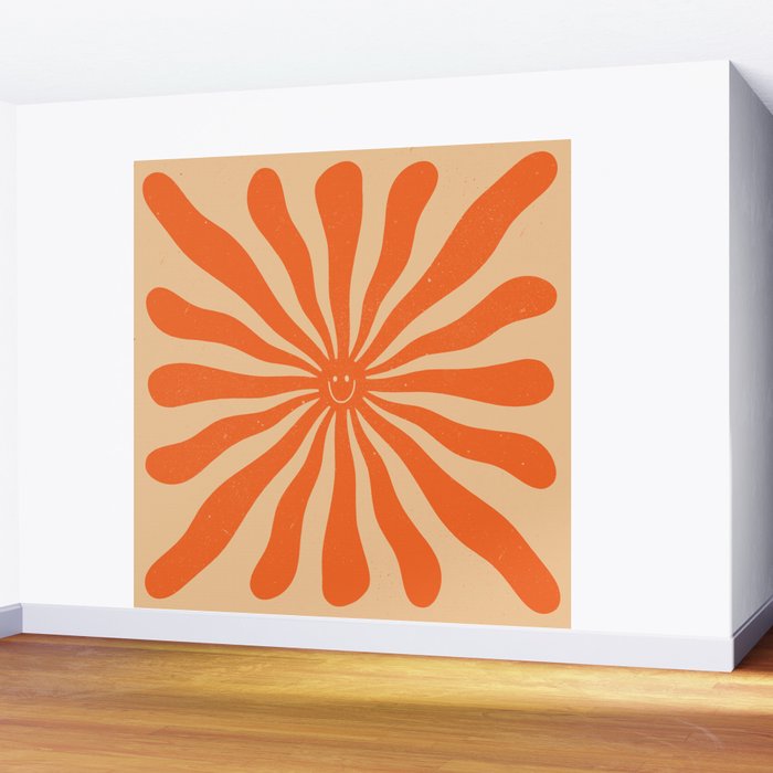 Retro Sun Vintage 70s 2 Orange Wall Mural Gallery Image 2