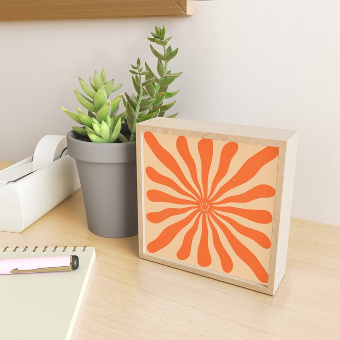 Retro Sun Vintage 70s 2 Orange Mini Art Print Gallery Image 2