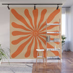 Retro Sun Vintage 70s 2 Orange Wall Mural Gallery Image 1