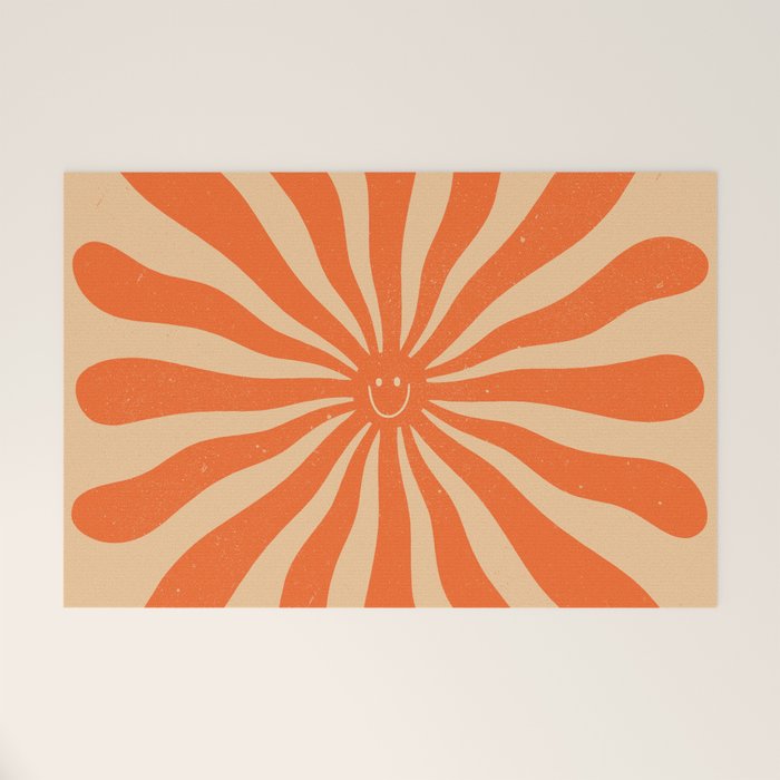 Retro Sun Vintage 70s 2 Orange Welcome Mat Gallery Image 1
