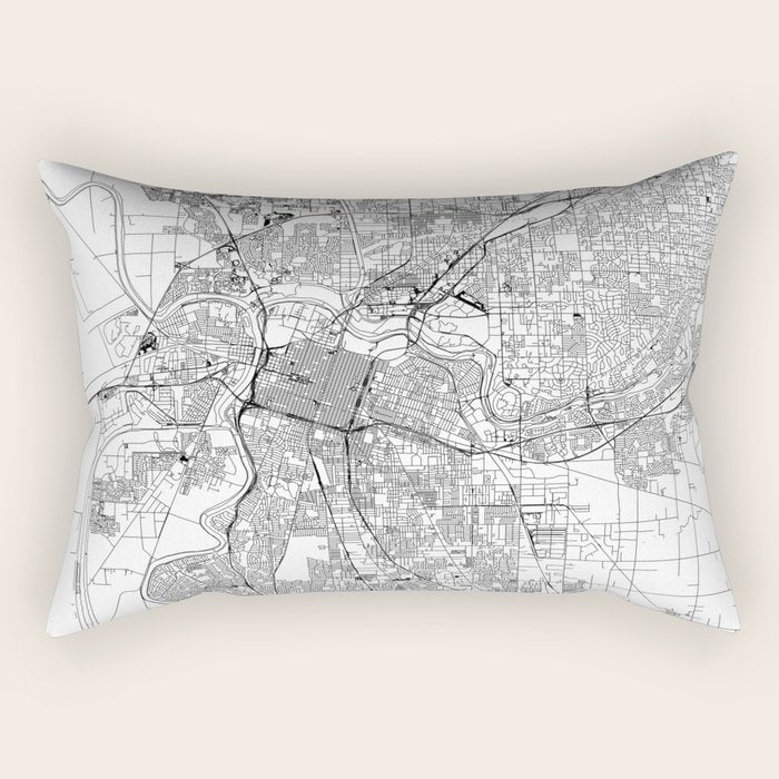 Sacramento White Map Rectangular Pillow Gallery Image 1