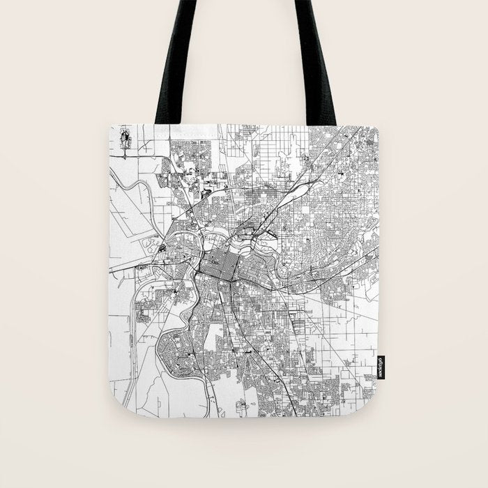 Sacramento White Map Tote Bag Gallery Image 1