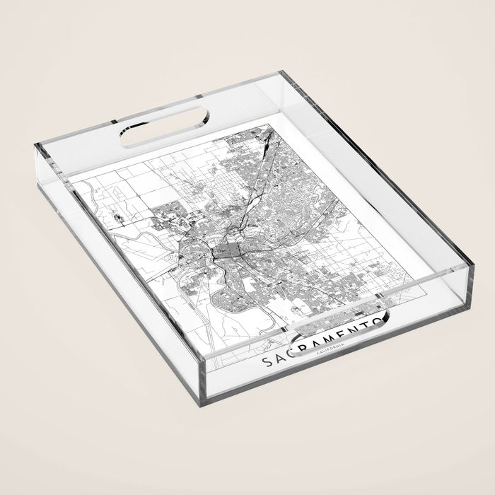 Sacramento White Map Acrylic Tray Gallery Image 1