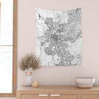 Sacramento White Map Wall Tapestry Gallery Image 2