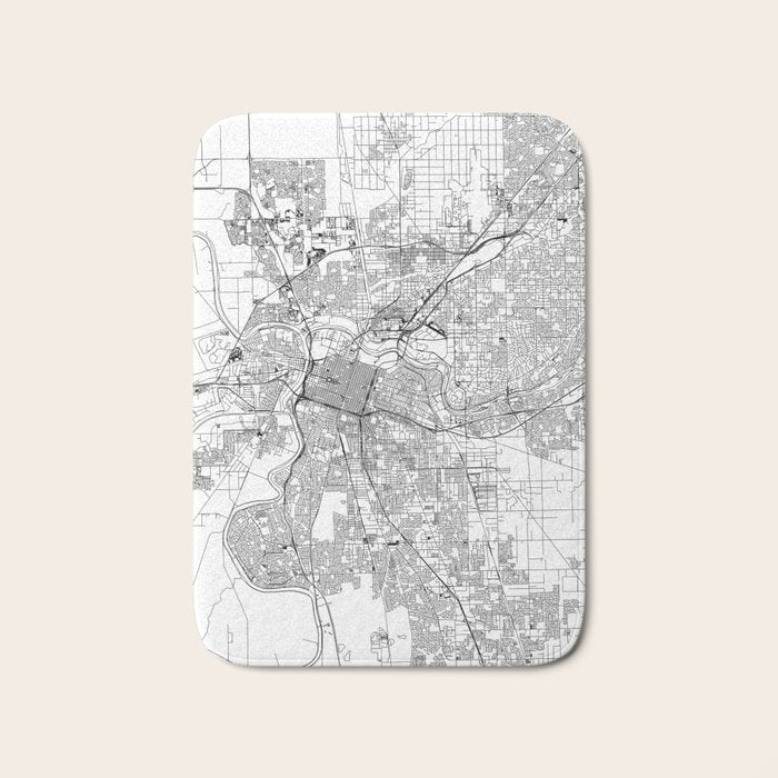 Sacramento White Map Bath Mat Gallery Image 1
