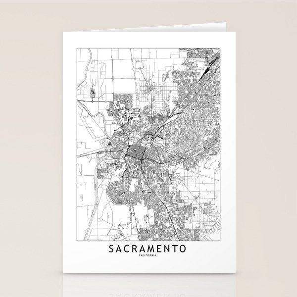 Sacramento White Map Stationery Card Gallery Image 2