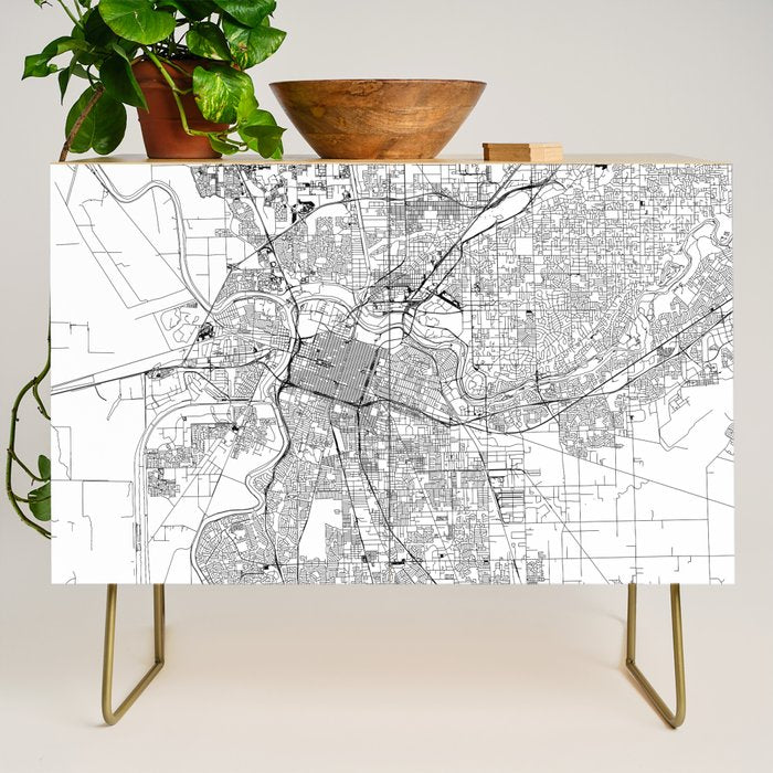 Sacramento White Map Credenza Gallery Image 1