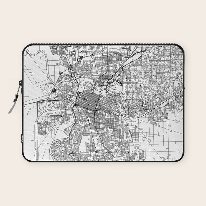 Sacramento White Map Laptop Sleeve Gallery Image 1