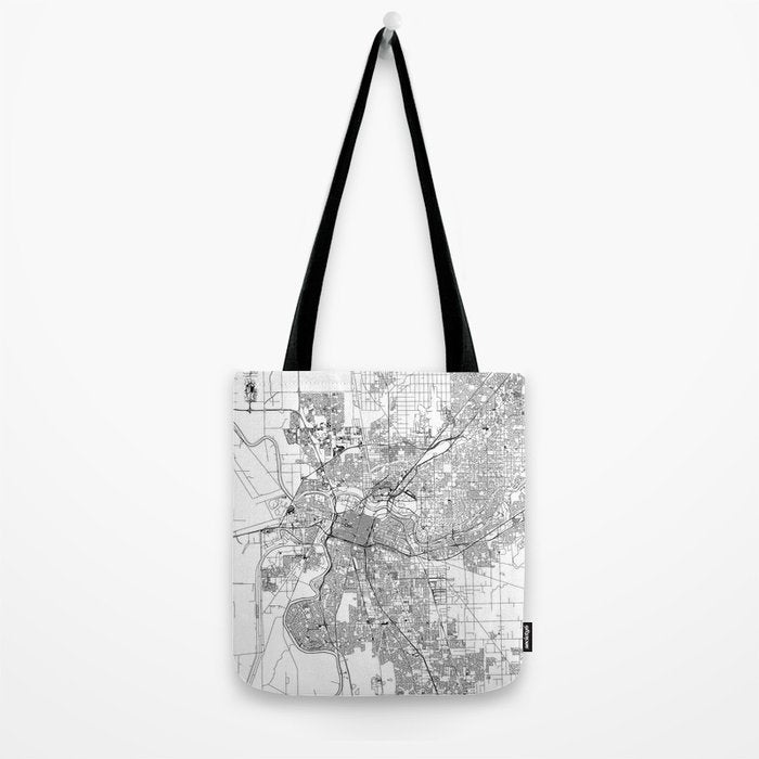 Sacramento White Map Tote Bag Gallery Image 2