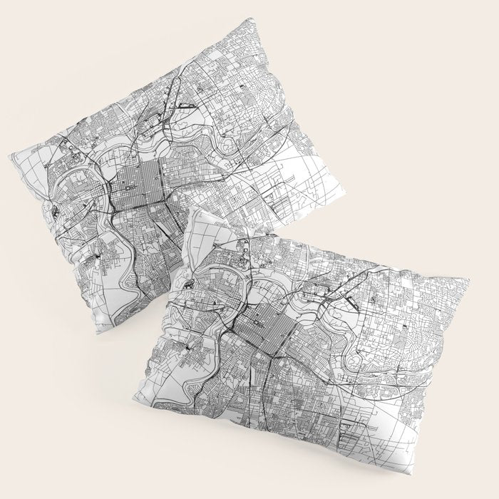 Sacramento White Map Pillow Sham