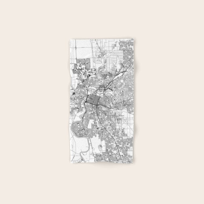 Sacramento White Map Bath Towel Gallery Image 1