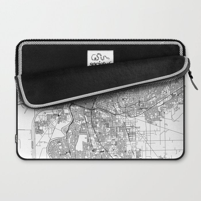 Sacramento White Map Laptop Sleeve Gallery Image 2