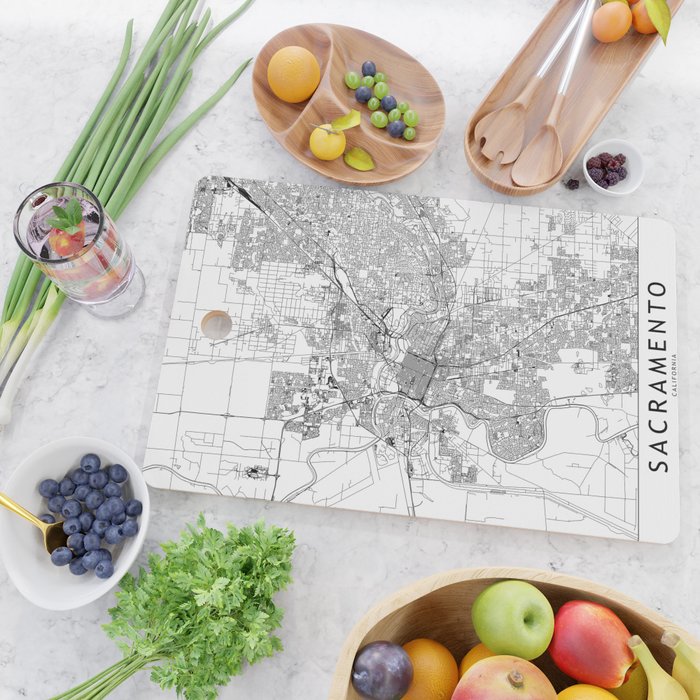 Sacramento White Map Cutting Board Gallery Image 2