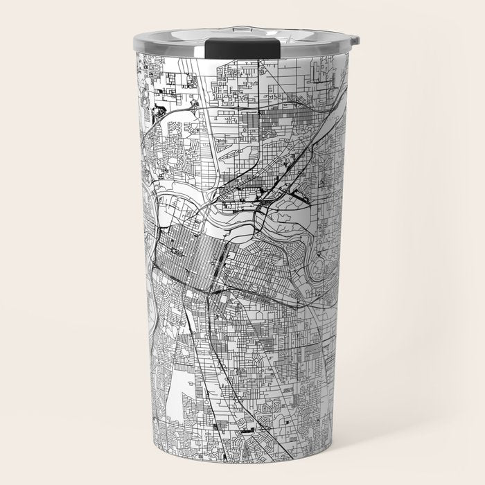 Sacramento White Map Travel Mug Gallery Image 1