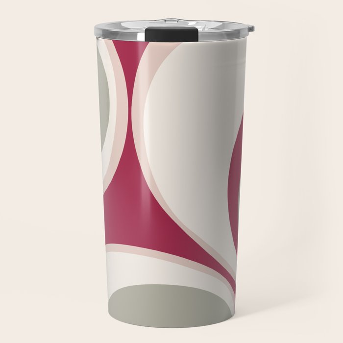 Psychedelic Retro Abstract Design in Magenta, Pink and Grey Travel Mug Gallery Image 1