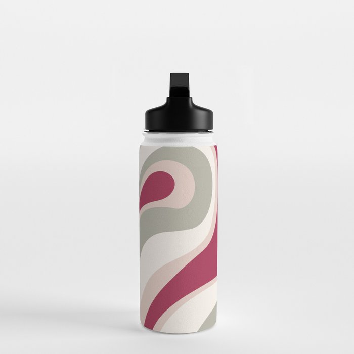 Psychedelic Retro Abstract Design in Magenta, Pink and Grey Water Bottle Gallery Image 3