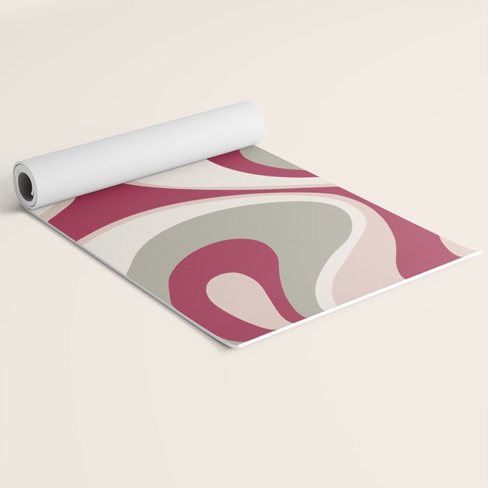 Psychedelic Retro Abstract Design in Magenta, Pink and Grey Yoga Mat Gallery Image 2