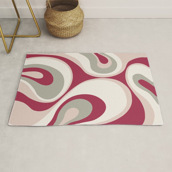 Psychedelic Retro Abstract Design in Magenta, Pink and Grey Rug Gallery Image 1