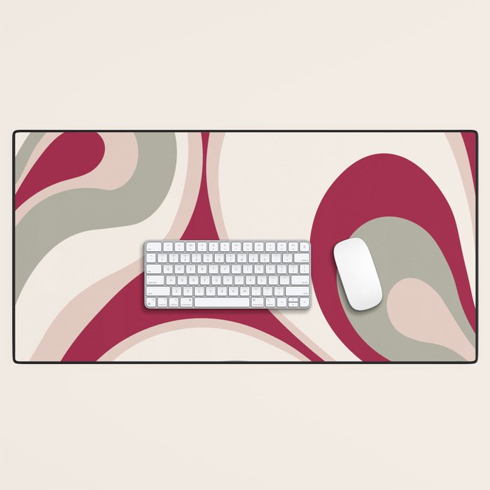 Psychedelic Retro Abstract Design in Magenta, Pink and Grey Desk Mat Gallery Image 1