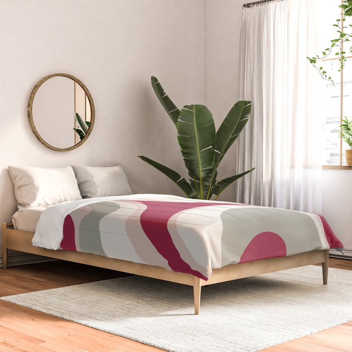 Psychedelic Retro Abstract Design in Magenta, Pink and Grey Comforter Gallery Image 2