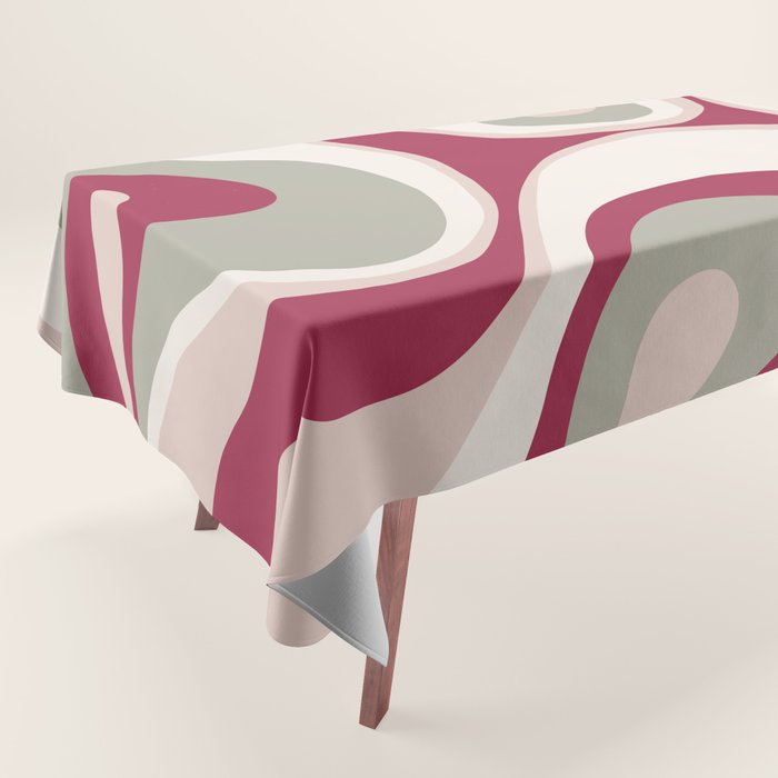 Psychedelic Retro Abstract Design in Magenta, Pink and Grey Tablecloth Gallery Image 1