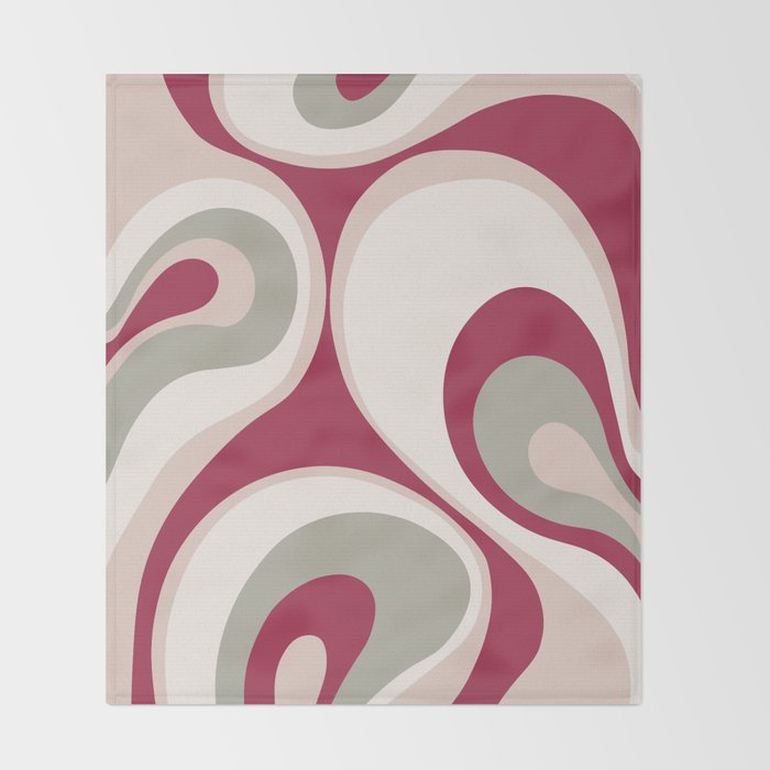 Psychedelic Retro Abstract Design in Magenta, Pink and Grey Throw Blanket Gallery Image 2