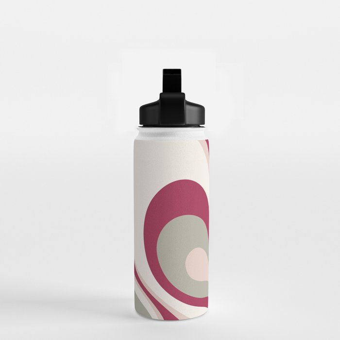 Psychedelic Retro Abstract Design in Magenta, Pink and Grey Water Bottle Gallery Image 2