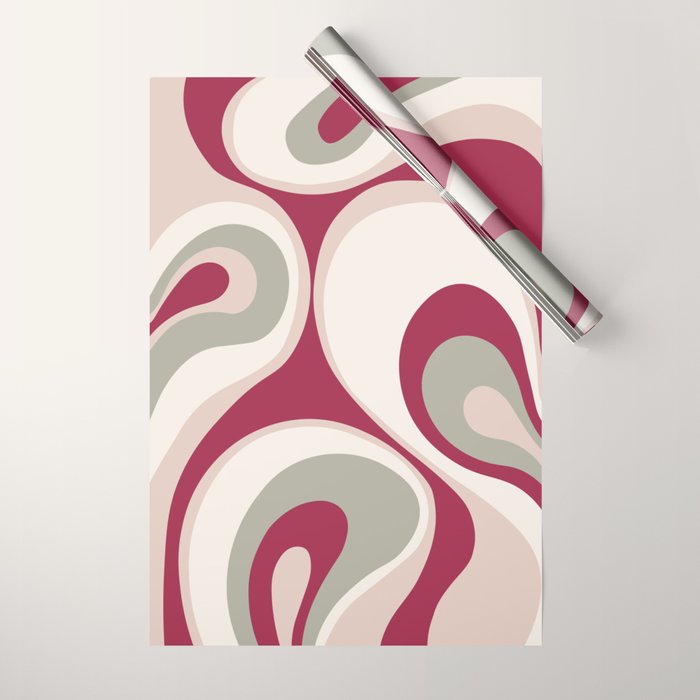 Psychedelic Retro Abstract Design in Magenta, Pink and Grey Wrapping Paper Gallery Image 1