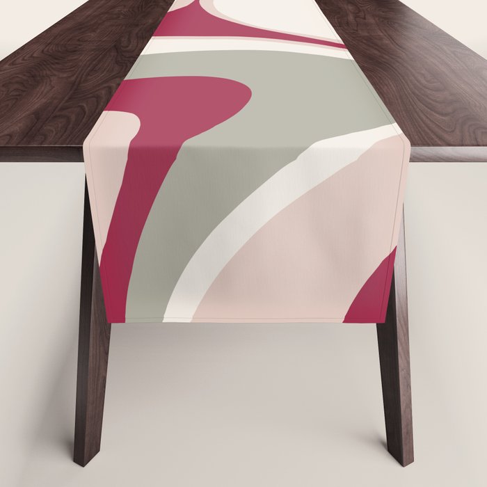 Psychedelic Retro Abstract Design in Magenta, Pink and Grey Table Runner Gallery Image 1