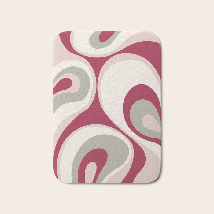 Psychedelic Retro Abstract Design in Magenta, Pink and Grey Bath Mat Gallery Image 1